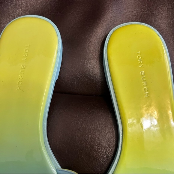 Tory Burch Everly Slides Gradient Ombre Blue Green Size 6.5 - Picture 2 of 4